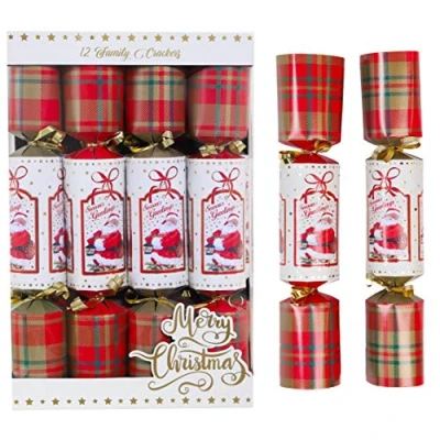 Immagine di Toyland® Confezione da 12 Cracker Natalizi Scozzesi in Design Scozzese