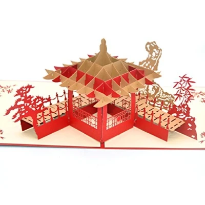 Immagine di Medigy Pop up 3D Biglietto d&#039;auguri fatto a mano, Scheda in bianco,Giardini di Suzhou