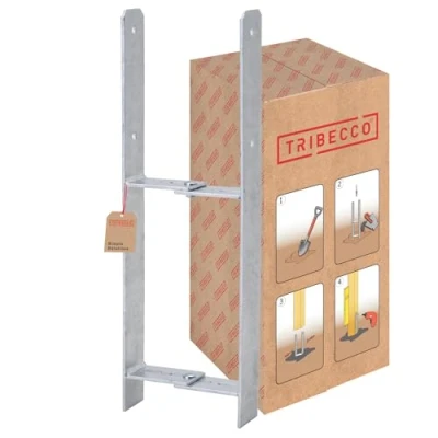Immagine di TRIBECCO Supporto per pali ad H calcestruzzo, zincato a caldo, altezza totale: 600 mm, spessore del materiale: 5 larghezza della luce: 100 180 in acciaio piatto H, costruzioni