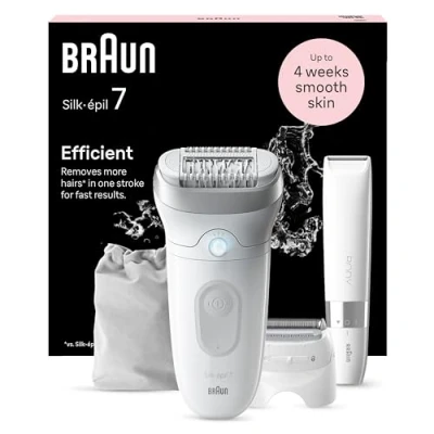 Immagine di Braun Silk épil 7 Depilatore Donna, Epilatore Elettrico Donna Con Testina Ampia Per Una Epilazione Semplice, Wet &amp; Dry, Pelle Liscia a Lungo, Rasoio