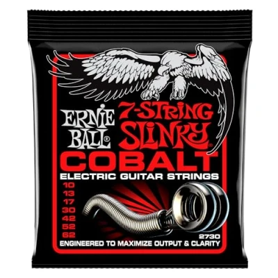 Immagine di Ernie Ball, Skinny Top Heavy Bottom Slinky Cobalt 7 String, Corde per chitarra elettrica a corde, diametro 10 62