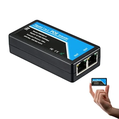 Immagine di Revotech Gigabit 2 Porte Poe Extender, IEEE 802.3af/at Poe+ Standard, 10/100/1000Mbps, Ripetitore 100 Metri (328 ft), Extender 1 in out, per Camera/Dispositivo (POE5003 G)