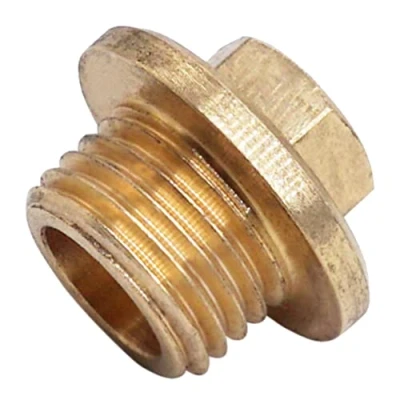 Immagine di SKIR&#039;CO (2 pz) Ottone Tappo per Tubo, 1/4&quot; in Maschio, Testa Esagonale Flangiato Spina, Filettatura Esterna BSP