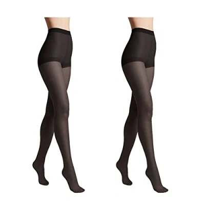 Immagine di Conte elegant SOLO 20 DEN Set di 2 Collant da Donna Semiopachi, Resistenti Sottili con Slip Marcati Calze Lisce Taglia 4 Nero