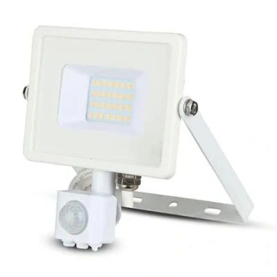 Immagine di V TAC VT 20 S B, Faro LED Chip Samsung 20W con Sensore di Movimento e Crepuscolare Interruttore Manuale Bloccaggio Colore Bianco 6400K IP65