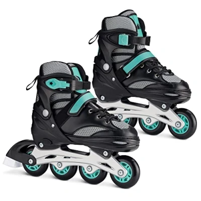 Immagine di Navaris Pattini in Linea Bambini Ragazzi Roller Skates Inline 4 Rotelle ABEC 7 Chiusura a Strappo Regolabile Unisex