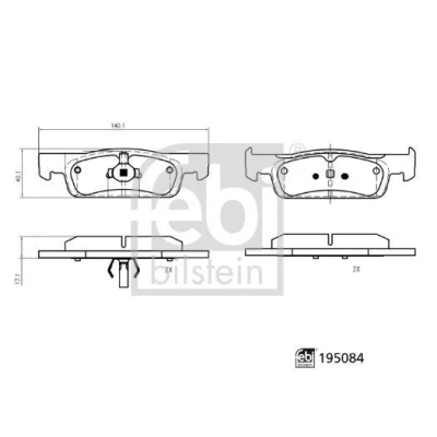 Immagine di FEBI BILSTEIN Kit pastiglie freno Assale anteriore non predisposto per visualizzazione avviso usura con lamierino anticigolío 195084 DACIA: SANDERO 2