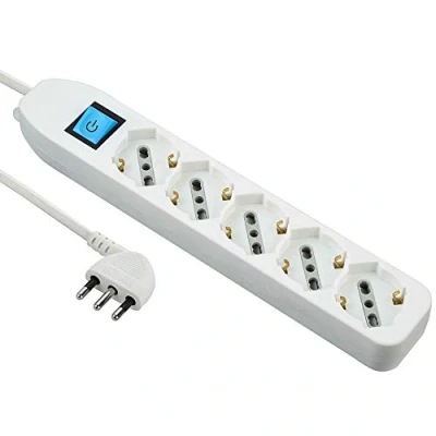 Immagine di Electraline 62070 Multipresa 5 posti polivalenti (schuko + 10/16A) con Interruttore Cavo 1,5 m Bianco