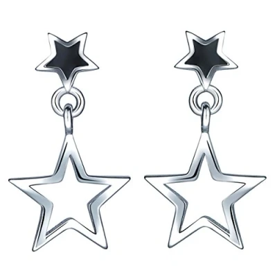Immagine di Yumilok Jewelry Orecchini a perno in argento Sterling 925, con stella cava, ipoallergenici, per donne, ragazze