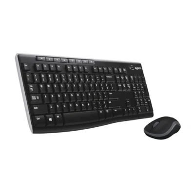 Immagine di Logitech Desktop MK270 per l&#039;istruzione con protezione in silicone, tastiera e mouse wireless Windows, USB a 2,4 GHz, compatto, 8 tasti multimediali, PC, layout AZERTY Francese nero