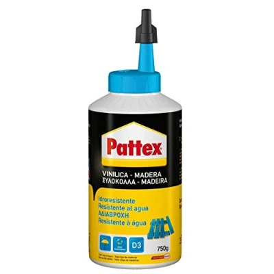 Immagine di Pattex Vinilica Idroresistente, Colla per Legno resistente all&#039;acqua, Adesivo Acetovinilico Montaggi, Assemblaggi e Laminature in Ambienti Umidi Caldi, 750g