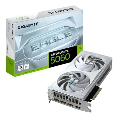 Immagine di Gigabyte GeForce RTX 5060 EAGLE OC ICE 8G Scheda Grafica 8GB GDDR7, 128bit, PCI E 5.0, 2550 MHz Frequenza core, 3 x DisplayPort, 1 HDMI, GV N5060EAGLEOC 8GD