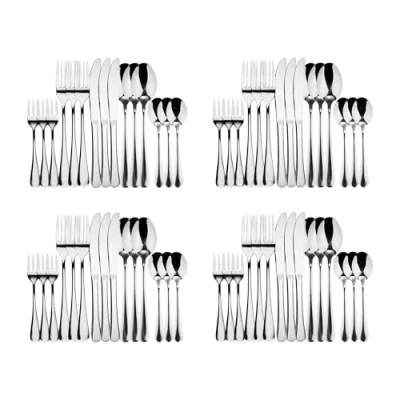 Immagine di BERGNER PRAGA Set di posate in acciaio inox da 60 pezzi Include 12 coltelli, cucchiai, forchette, forchette dessert Ideale per tutta la famiglia Resistente ed elegante
