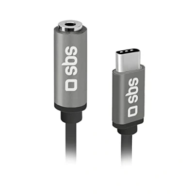 Immagine di SBS Adattatore Audio da Jack Femmina 3,5mm a USB C, connettori in Metallo, per Smartphone, Auricolari, Cuffie, Stereo Hi Fi, Speaker, Cavo Tessuto Lungo 15cm Musica e chiamate