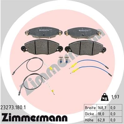 Immagine di ZIMMERMANN 23273.180.1 Kit pastiglie freno con contatto segnalazione usura bulloni/viti La foto corrisponde al volume di fornitura