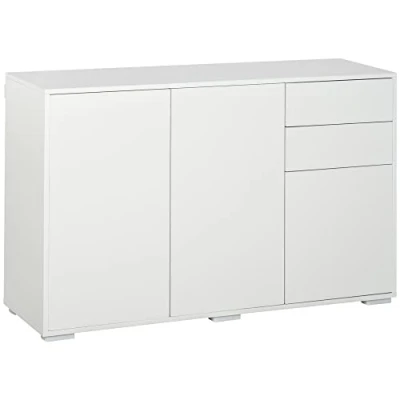 Immagine di HOMCOM Credenza Mobile, Legno, Bianco, 117x36x74cm, 3 unità