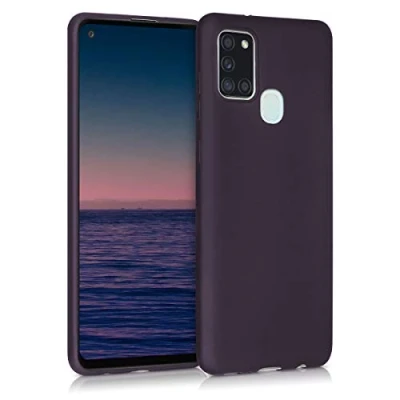Immagine di kwmobile Custodia Compatibile con Samsung Galaxy A21s Cover Back Case Morbida Protezione in Silicone TPU Effetto metallizzato bordeaux