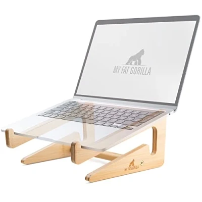 Immagine di MY FAT GORILLA supporto per laptop in bambù, universale ergonomicamente stabile notebook, compatibile 10 15 pollici (bambu)