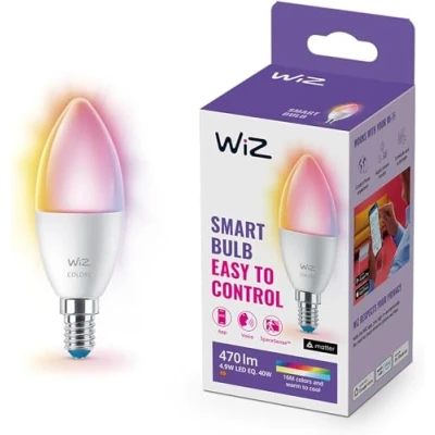 Immagine di WiZ Lampadina Smart WiFi, Luce Bianca o Colorata Dimmerabile, E14, 40 W, Tecnologia SpaceSense, Controllo Vocale (Alexa, Apple HomeKit, Google Home)