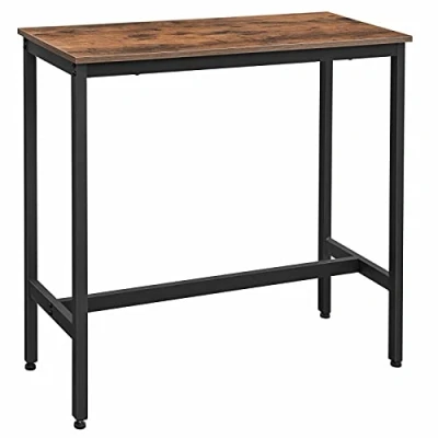 Immagine di VASAGLE Tavolo da Bar Rettangolare Stretto, Cucina, Pranzo Alto, Robusto Telaio in Metallo, 100 x 40 90 cm, Facile Assemblare, Marrone Vintage e Nero LBT10X