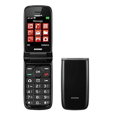 Immagine di Brondi Magnum 4 Telefono Cellulare Maxi Display, Tastiera Fisica Retroilluminata, Dual Sim, 1.3 MP, Li ion 800 mAh, Flip Attivo, Nero