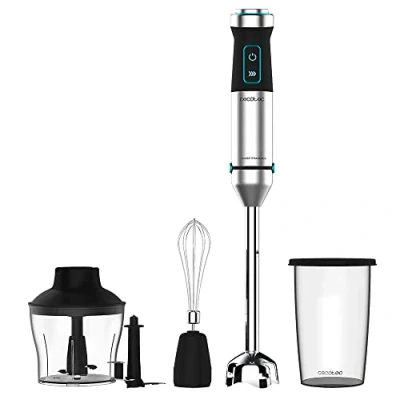 Immagine di Cecotec Frullatore A Immersione Power Titanblack 1500 XL Cream&amp;Crush, Potenza W, Lama 4 Foglie con Rivestimento in Titanio, Piede XL, Cappa Antispruzzo, Velocità Regolabile, Funzione Turbo