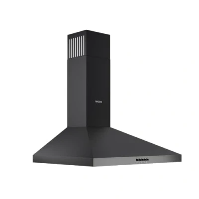 Immagine di Wiggo A630P cappa aspirante 60 cm, 680 m3/h, per cucine grandi, con 3 livelli di aspirazione, classe efficienza energetica A, 2 filtri a carbone, parete, colore: Nero
