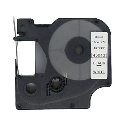 Immagine di BROVACS 1 confezione di nastro adesivo nero su bianco compatibile per DYMO D1 45013 12 mm 1/2&quot; OPA2213