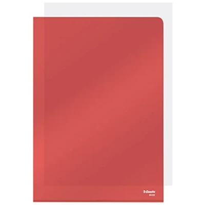 Immagine di Esselte Buste L PVC Cristal, per Archiviare e Conservare Documenti in Formato A4, Confezione da 25 Rosse Trasparenti, 55433