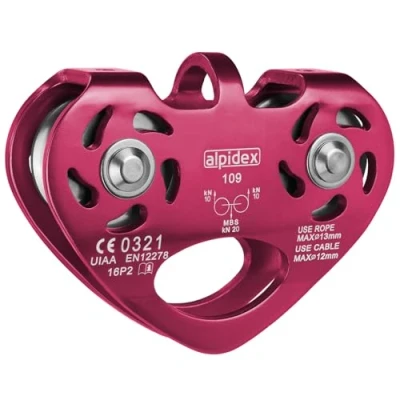 Immagine di ALPIDEX Carrucola Tandem Pulley Adatta a Corde di Tessuto con Un Fino 13 mm e Acciaio Diametro 12 mm, Colore:Rosa Fucsia