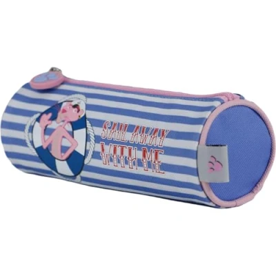 Immagine di DOHE Astuccio Scolastico Rotondo Chiusura con Cerniera, Licenza Ufficiale, Poliestere Resistente, 21x7,5x7,5 cm, Materiale Pink Panther Sailing