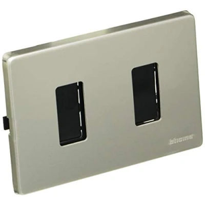 Immagine di Bticino S503/12XS Magic Kit, Supporto e Placca, 2 Moduli, Alluminio Oxidal
