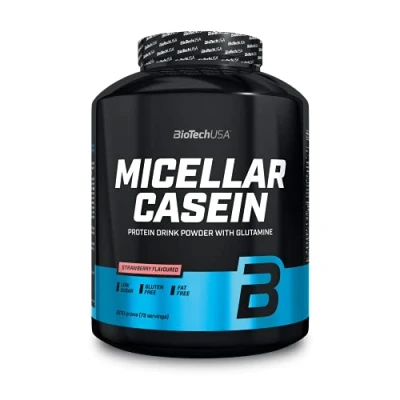 Immagine di BioTechUSA Micellar Casein in Polvere Tempo di Assorbimento Esteso Senza Glutine e Grassi Aggiunta L Glutammina, 2.27 kg, Fragola