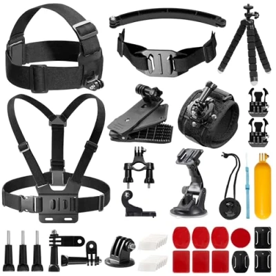 Immagine di AKASO 42 in 1 Kit di Accessori per Action Cam Compatibile con GoPro Hero10/Hero9/Hero8/Hero7, Max, Insta360, DJI Vemont Victure APEMAN COOAU WOLFANG e Altro