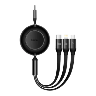 Immagine di Baseus 3 In 1 Estensibile USB C A + Micro Lightning Cavo 1,1m Nero