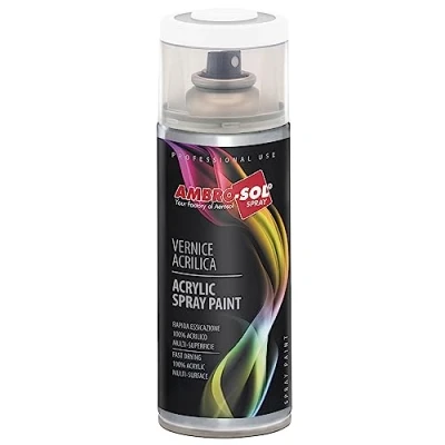 Immagine di Ambro Sol V400PAST3 Smalto Acrilico Multiuso, Vernice Brillante per Interni ed Esterni, Adatto Qualsiasi Tipo di Materiale, Bomboletta Spray in Banda Stagnata Riciclabile 400 ml, Bianco Lucido