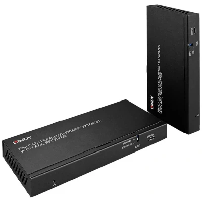 Immagine di LINDY 70m Cat.6 HDMI 4K60, Audio, IR &amp; RS 232 HDBaseT Extender mit ARC ™, (Jack 3.5 mm), RJ45, Toslink (Estensore) 70 m