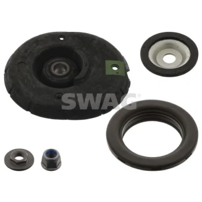 Immagine di SWAG 62 94 5691 Supporto ammortizzatore a molla Assale anteriore con materiale di montaggio, piattello sostegno cuscinetto sfere Gomma