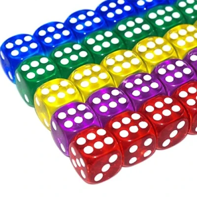 Immagine di 20 Pezzi Dadi da Gioco Traslucido Colori per enzi Farkle Yahtzee Bunco or Insegnare i Matematici
