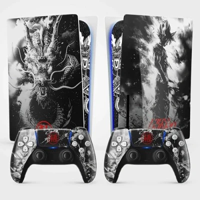 Immagine di FFrame adesivo per la PS 5 Guerriero Dragon, PS5 Manga, Console e Controller, edizione standard Disco, Skin (2 controller)
