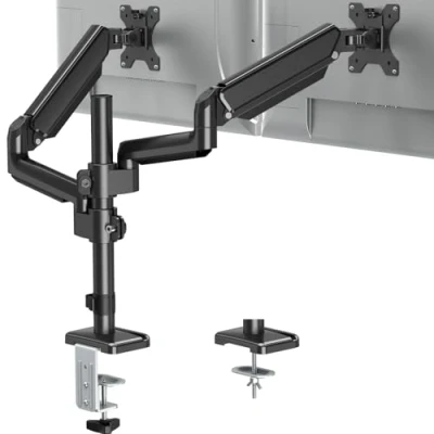 Immagine di ELIVED Supporto per monitor 2 schermi da 13 a 32 pollici con VESA 75/100, molla gas supporti monitor, girevole 360, 9 kg, altezza regolabile braccio EV6032
