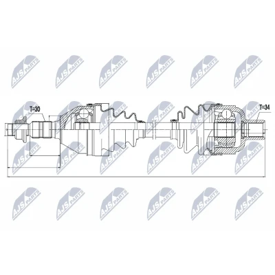 Immagine di NTY NPW PL 032 Albero motore / Semiasse Assale anteriore Cambio manuale A 6 marce, OPEL: Insignia Sports Tourer, Sedan