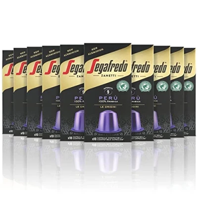 Immagine di Segafredo Zanetti 100 Capsule in Alluminio compatibili con Nespresso di Caffè 100% Perù ricco e vellutato (10 Astucci da 10 Capsule) Adatte per Macchine Original