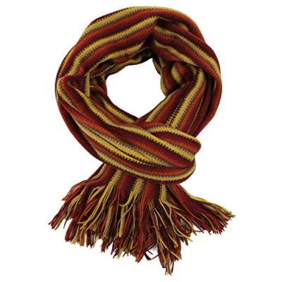 Immagine di Rotfuchs Sciarpa soffice lavorata a maglia raschel strisce 100% lana Made in Germany (rosso giallo)