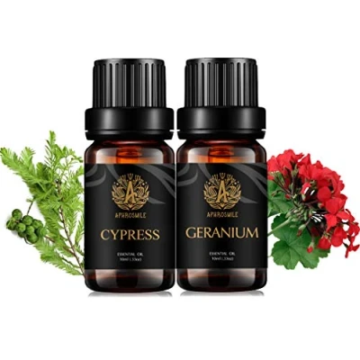 Immagine di aromaterapia geranio olio essenziale set per diffusore, 2X10ml 100% puro Cypress Kit umidificatore Geranio, oli Set, kit, Pure