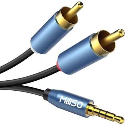 Immagine di MillSO Cinch a Jack Audio Adapter da 3,5 mm 2 cavi Y (connettore in metallo placcato oro, doppio schermo) 3 Meter