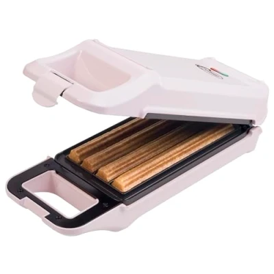 Immagine di Bestron Churros Maker, piastra per waffle fino a 4 Churros, macchina design Sweet Dreams, 700 Watt, colore: rosa