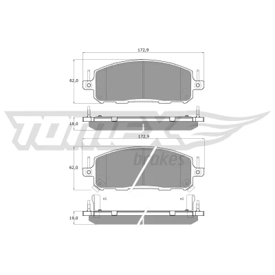 Immagine di TOMEX brakes TX 61 04 Kit pastiglie freno Assale anteriore con segnalatore acustico usura NISSAN: Qashqai III, X Trail, RENAULT: Scénic E Tech