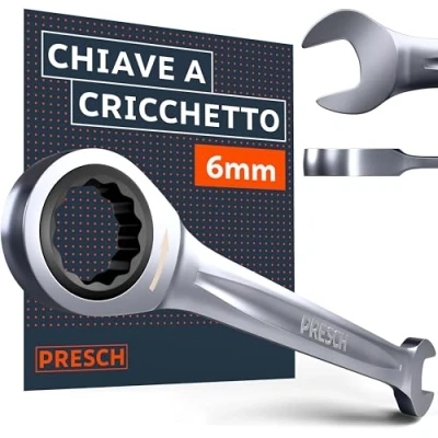 Immagine di PRESCH Chiave a cricchetto 6mm Angolo di ritorno minimo (5, 72 denti) Inclinazione 15 per spazi ristretti con robusta fresata precisione