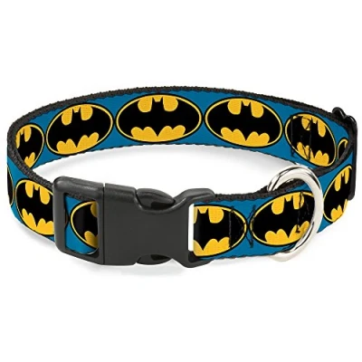 Immagine di Buckle Down Bat Signal 3 Collare con Clip in plastica, Colore: Blu/Nero/Giallo, Misura S